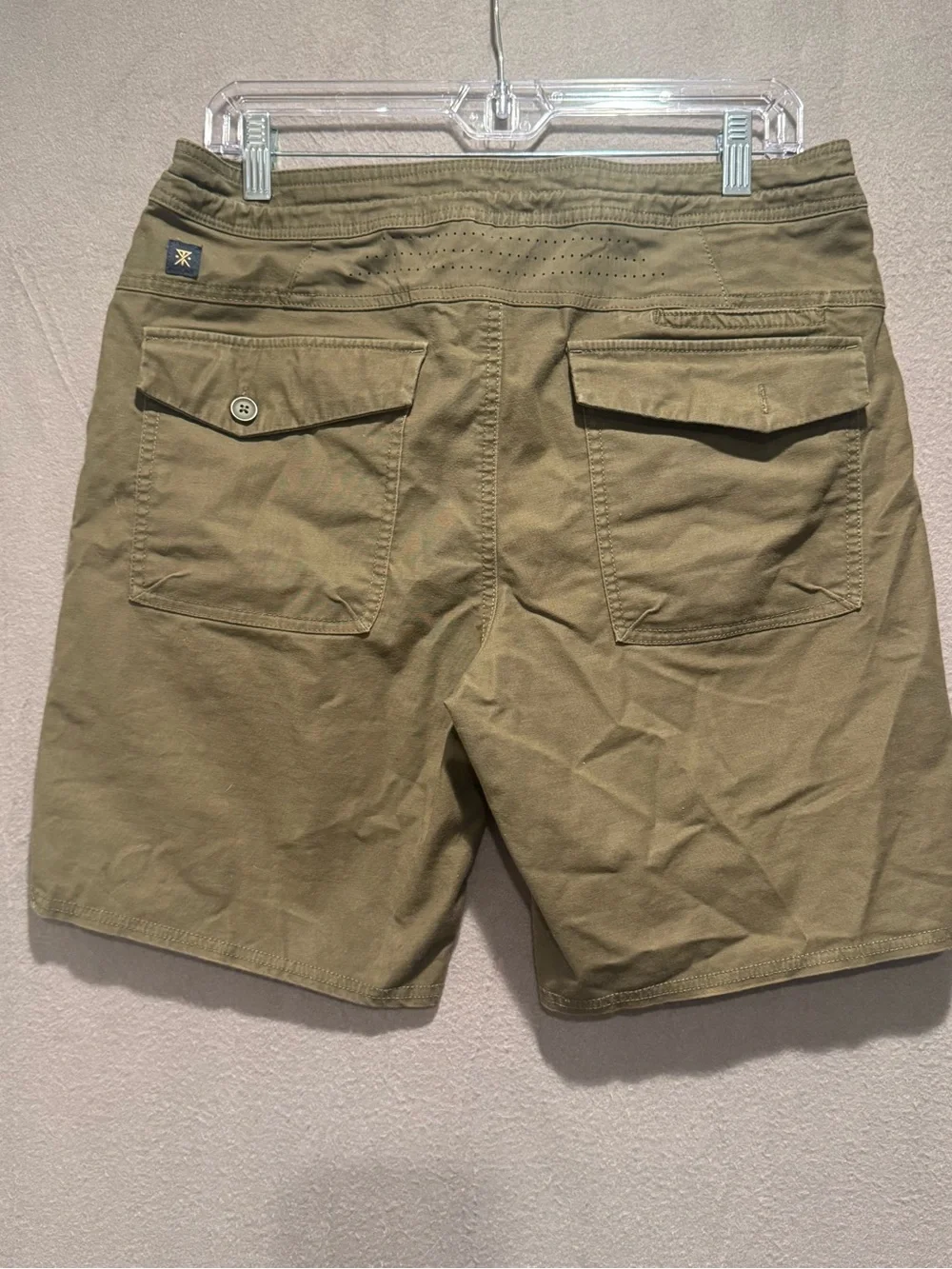 Roark Olive Green Utility Drawstring Shorts with Orange Accent